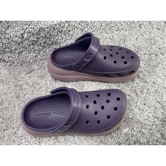 Crocs Classic Crush Womens Size 7 Shoes Purple Chunky Platform Clogs Sandals - Picture 8 of 12